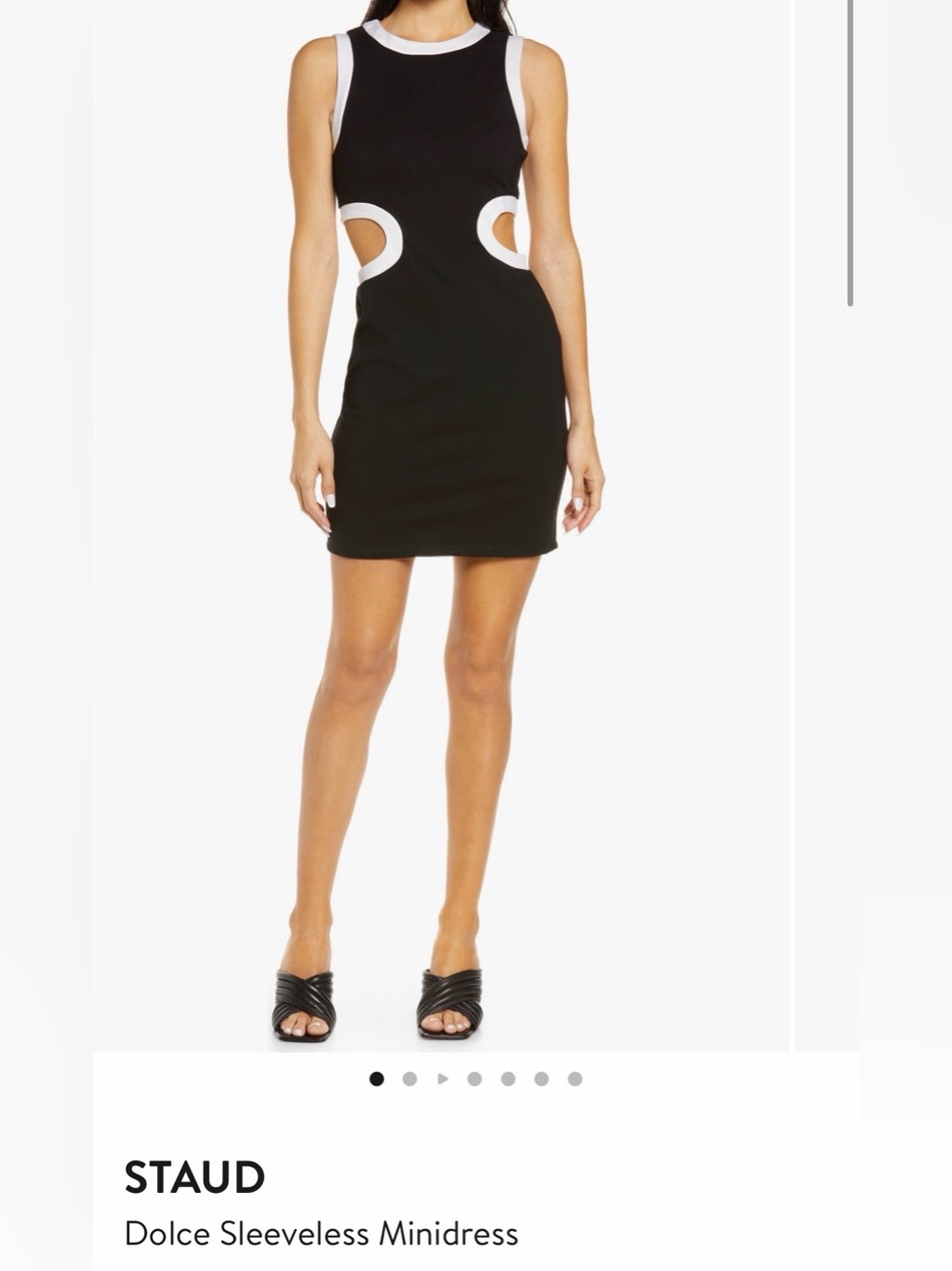 STAUD Dolce Sleeveless Cutout Mini Dress Black White Size S